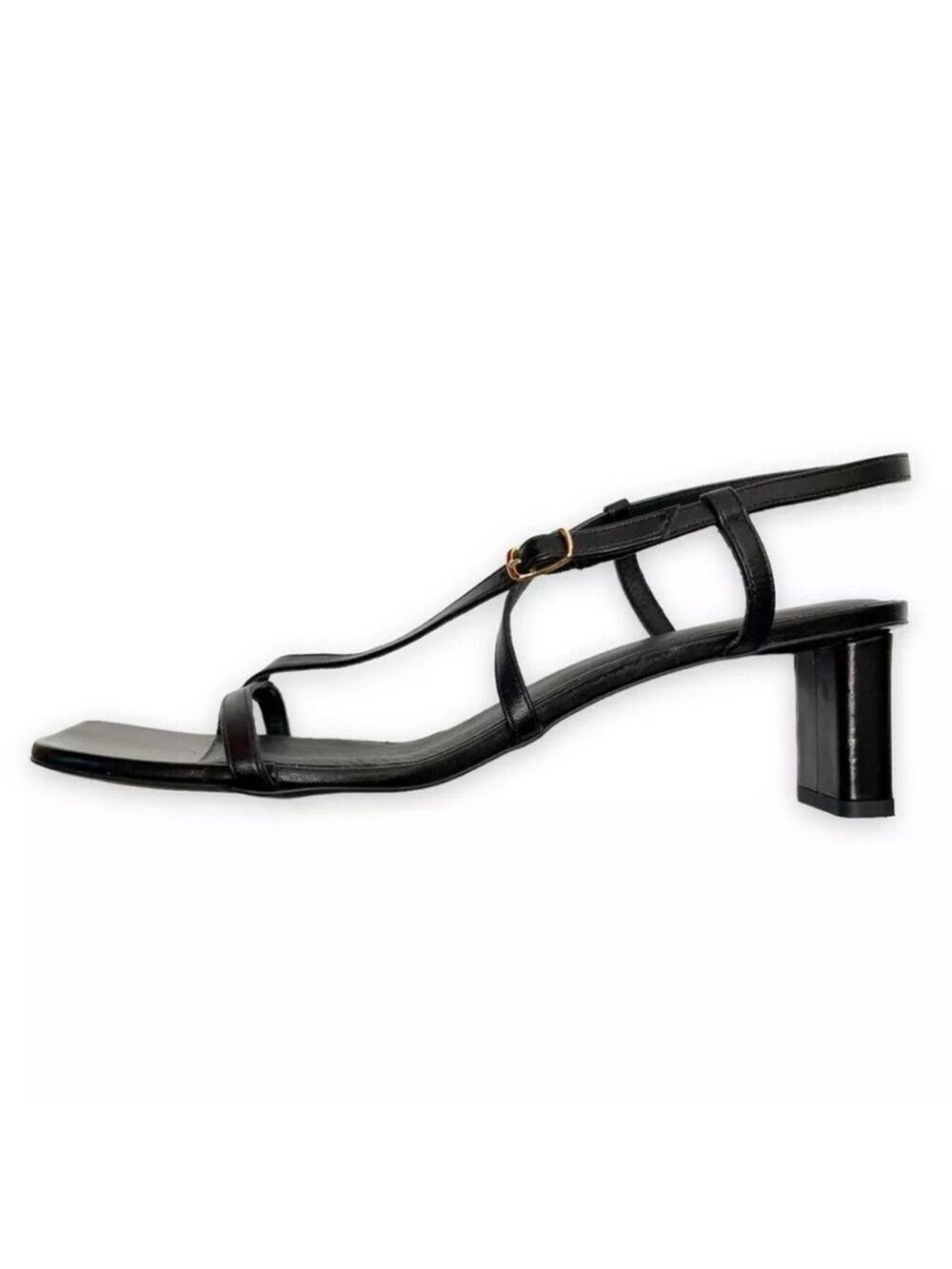 Frame Le Braxton Strappy Leather Black Sandal Square Toe Women EUR 39.5 US 9 - Picture 3 of 15